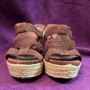 UGG Platform Wedge Sandals in Brown Suede